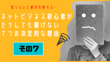 【その７】ネットビジネス初心者が、どうしても稼げない7つの決定的な理由